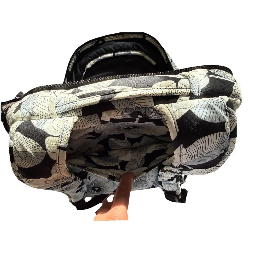 Vera Bradley Black & Cream Floral Laptop Bag Backpack